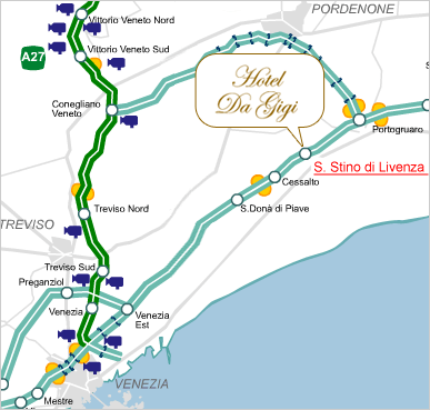 Mappa dell'Autostrada A4 - Hotel Da Gigi a Santo Stino di Livenza